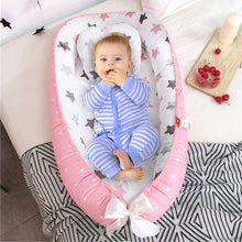 Load image into Gallery viewer, Baby Lounger Nest - 100% Cotton Portable Newborn Sleeper - Soft, Breathable, Comfortable, Machine Washable Cushion - for Baby in Bed - Infant Lounger, Double-Sided Pillow (Princess Stars)
